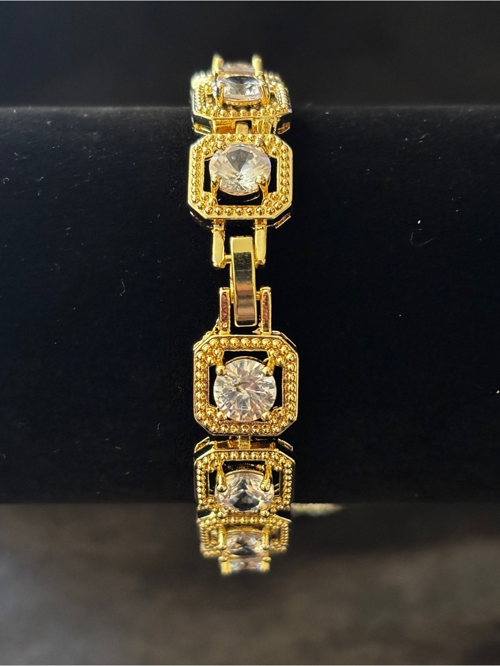12mm Yellow Gold Cushion Frame CZ Bracelet 8 in. - Picture 10 of 10